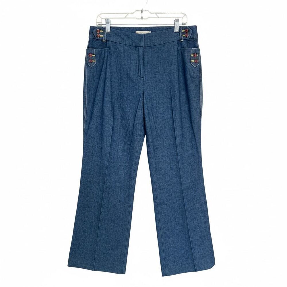 Larry Levine  wide-leg, stretch-denim nautical sailor style Sz 8